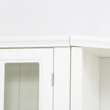 2x 75.25'' Tall Display Cabinets and Two Triangle Sided Bookshelves, 105.5'' Wide Retro Style Wall Suit with Glass Doors, for Hallways, Living room, Office, Studio or Workspace - White