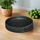 Arco | 13" Cedar Wood & Leather Round Tray