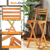 Acacia Wood Bar Height Chair with Backrest and Footrest for Backyard-Set of 1/2/4