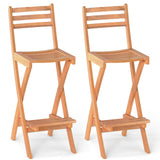 Acacia Wood Bar Height Chair with Backrest and Footrest for Backyard-Set of 1/2/4