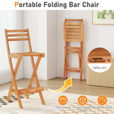 Acacia Wood Bar Height Chair with Backrest and Footrest for Backyard-Set of 1/2/4