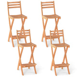 Acacia Wood Bar Height Chair with Backrest and Footrest for Backyard-Set of 1/2/4