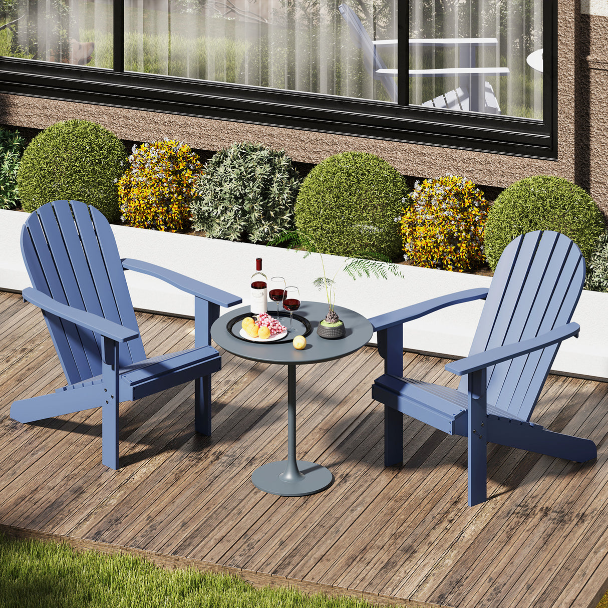Acacia Wood Lounge Patio Adirondack Chair with Inclined Seat