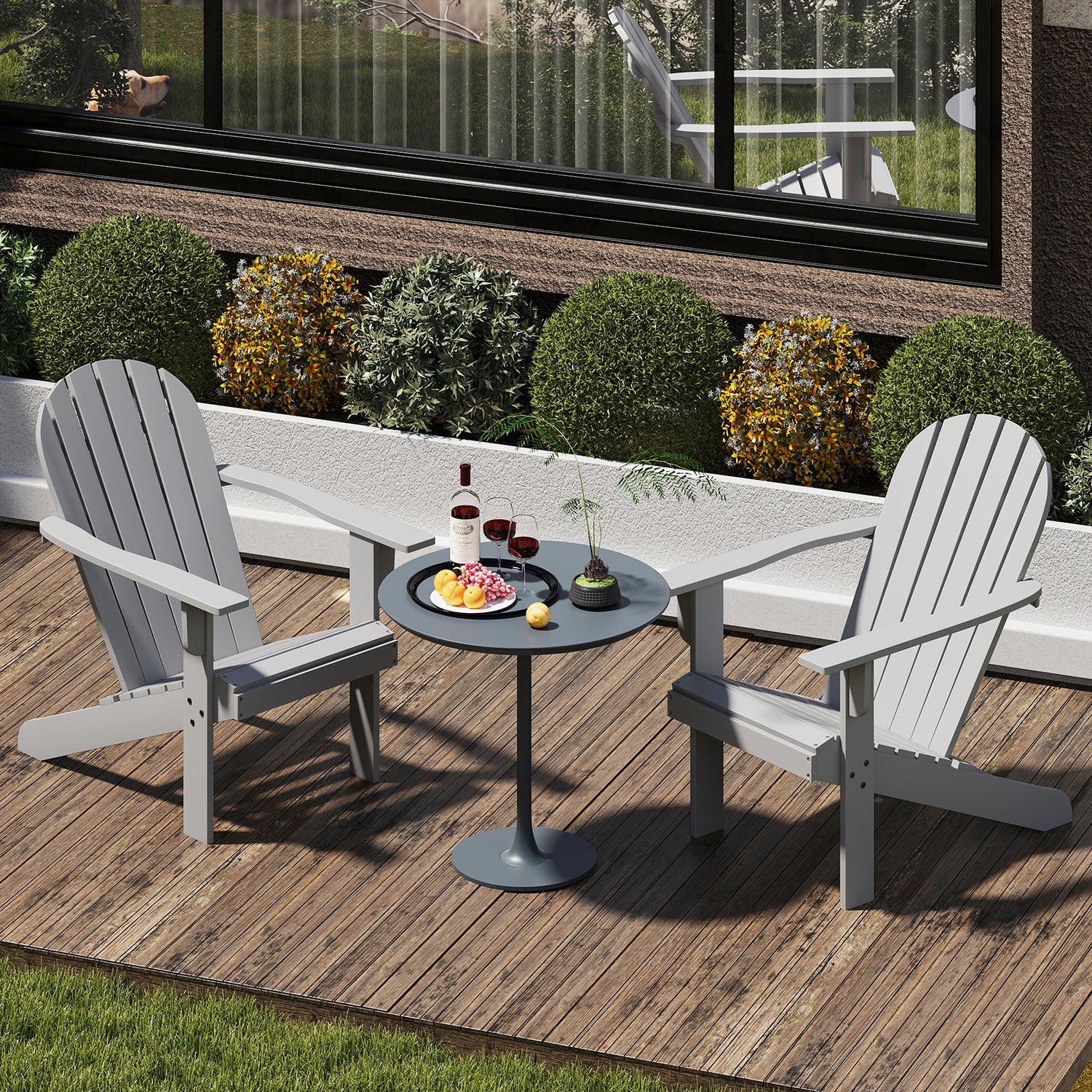 Acacia Wood Lounge Patio Adirondack Chair with Inclined Seat