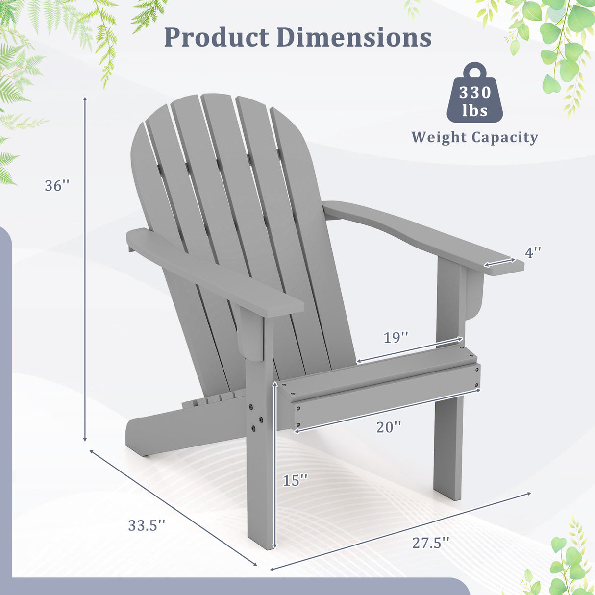 Acacia Wood Lounge Patio Adirondack Chair with Inclined Seat