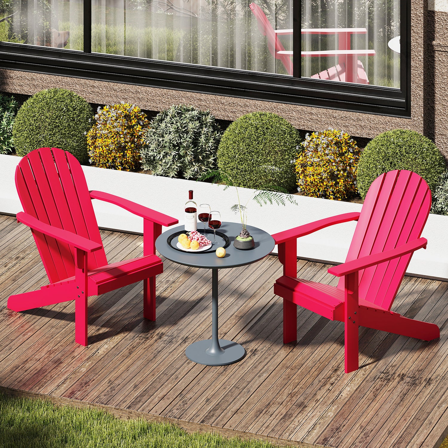 Acacia Wood Lounge Patio Adirondack Chair with Inclined Seat