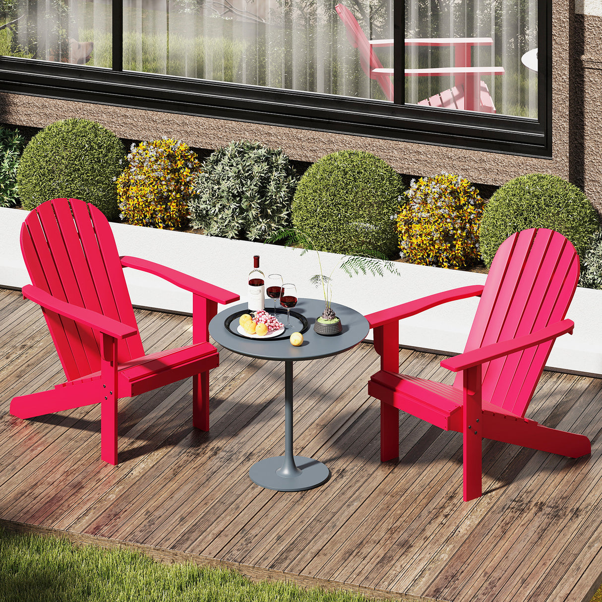 Acacia Wood Lounge Patio Adirondack Chair with Inclined Seat