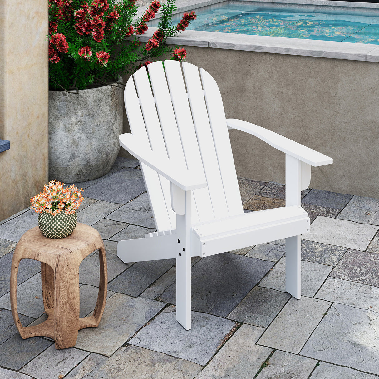 Acacia Wood Lounge Patio Adirondack Chair with Inclined Seat
