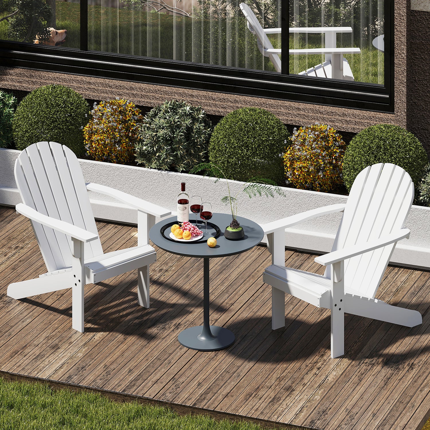 Acacia Wood Lounge Patio Adirondack Chair with Inclined Seat