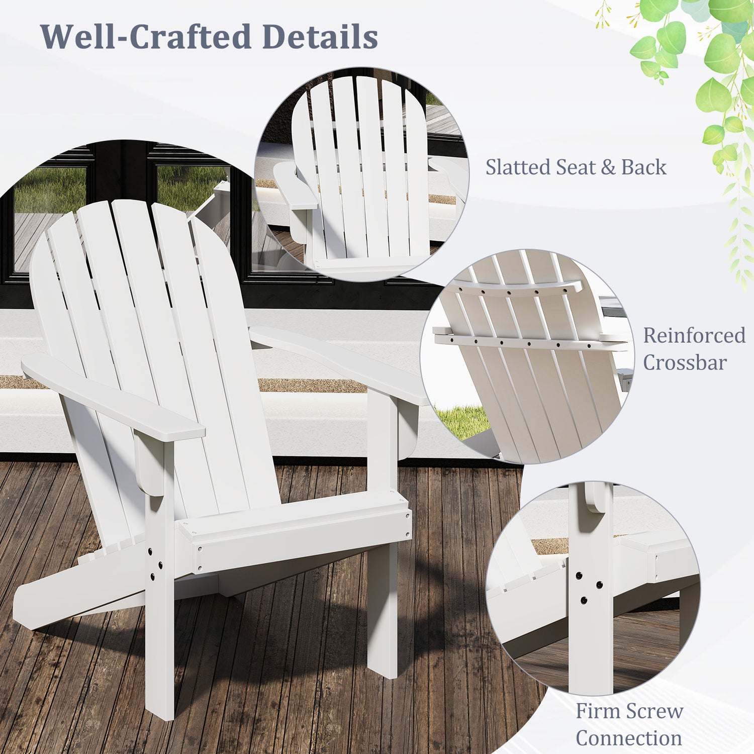 Acacia Wood Lounge Patio Adirondack Chair with Inclined Seat