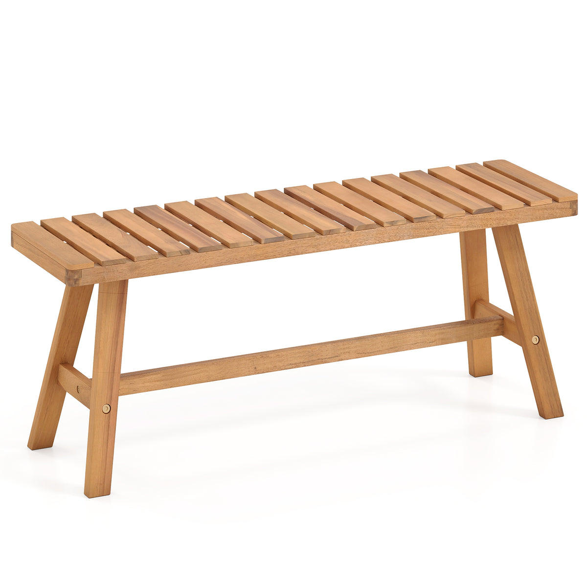 Acacia Wood Outdoor Garden Bench Set of 1/2 with Slatted Seat and 800 lbs Capacity-Set of 1/2