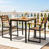 Set of 3 Acacia Wood Outdoor Dining Chairs with Wooden Backrest-Set of 3