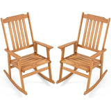 Acacia Wood Oversized Rocking Chair with High Back and Armrests for Outdoor-Natural
