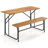 Acacia Wood Patio Table Bench for 2 People One-Side Picnic Table