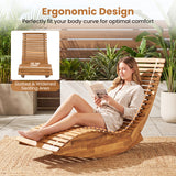 Acacia Wood Rocking Patio Lounge Chair Wooden Rocking Recliner for Garden Lawn-Set of 1