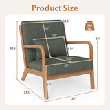 Accent Chair Corduroy Upholstered Lounge Chair with Lumbar Pillow