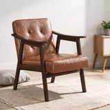 Accent Chair with Inclined Backrest Faux Leather and Soft Cushion for Living Room