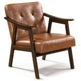 Accent Chair with Inclined Backrest Faux Leather and Soft Cushion for Living Room