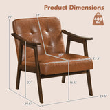Accent Chair with Inclined Backrest Faux Leather and Soft Cushion for Living Room