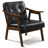 Accent Chair with Inclined Backrest Faux Leather and Soft Cushion for Living Room