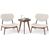 Accent Chairs Set of 2 with Side Table and Solid Wood Frame