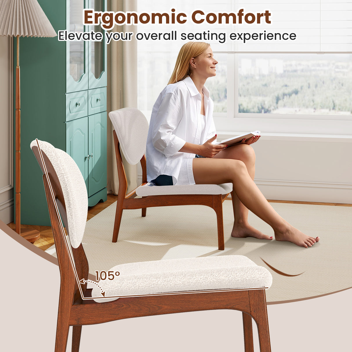 Accent Chairs Set of 2 with Side Table and Solid Wood Frame