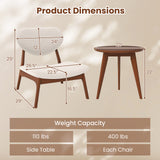 Accent Chairs Set of 2 with Side Table and Solid Wood Frame