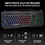 Enhance Infiltrate KL2 Membrane Gaming Keyboard – Multi-Color LED – Metal Build – Quiet Switches