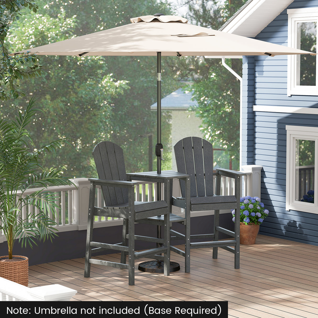 2-Seat Adirondack Chair All-Weather Adirondack Chair with Double Connecting Tray