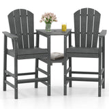 2-Seat Adirondack Chair All-Weather Adirondack Chair with Double Connecting Tray