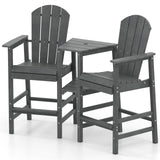 2-Seat Adirondack Chair All-Weather Adirondack Chair with Double Connecting Tray