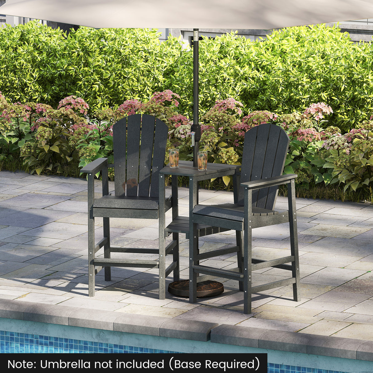 2-Seat Adirondack Chair All-Weather Adirondack Chair with Double Connecting Tray