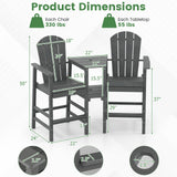 2-Seat Adirondack Chair All-Weather Adirondack Chair with Double Connecting Tray
