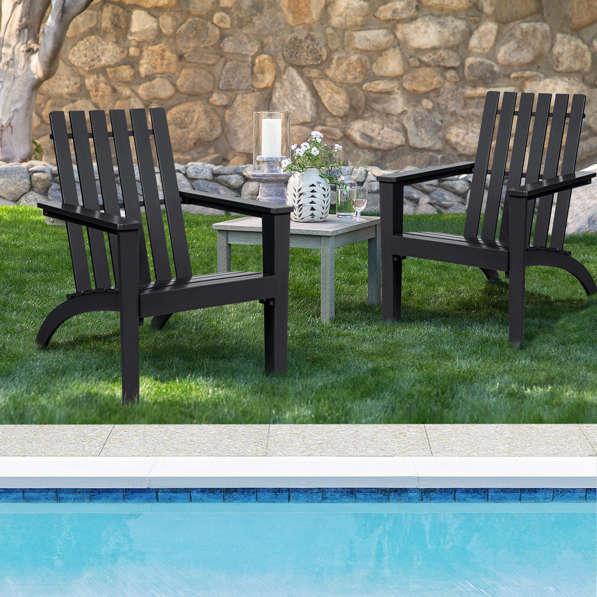 Outdoor Durable Patio Acacia Wood Adirondack Lounge Armchair