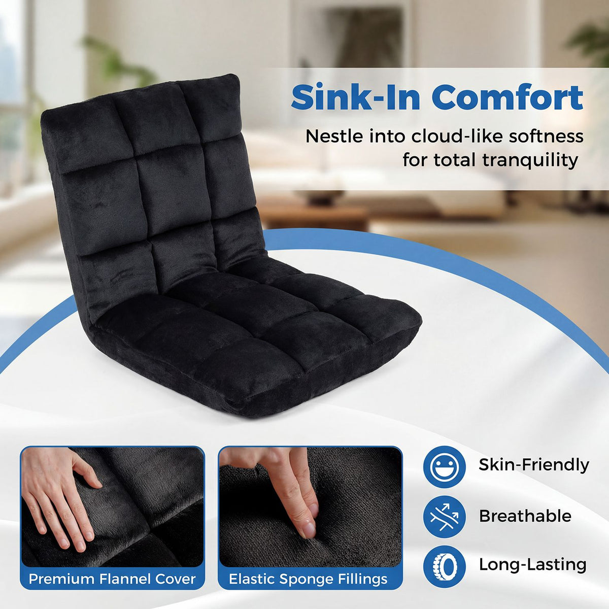 14-Position Adjustable Cushioned Floor Chair