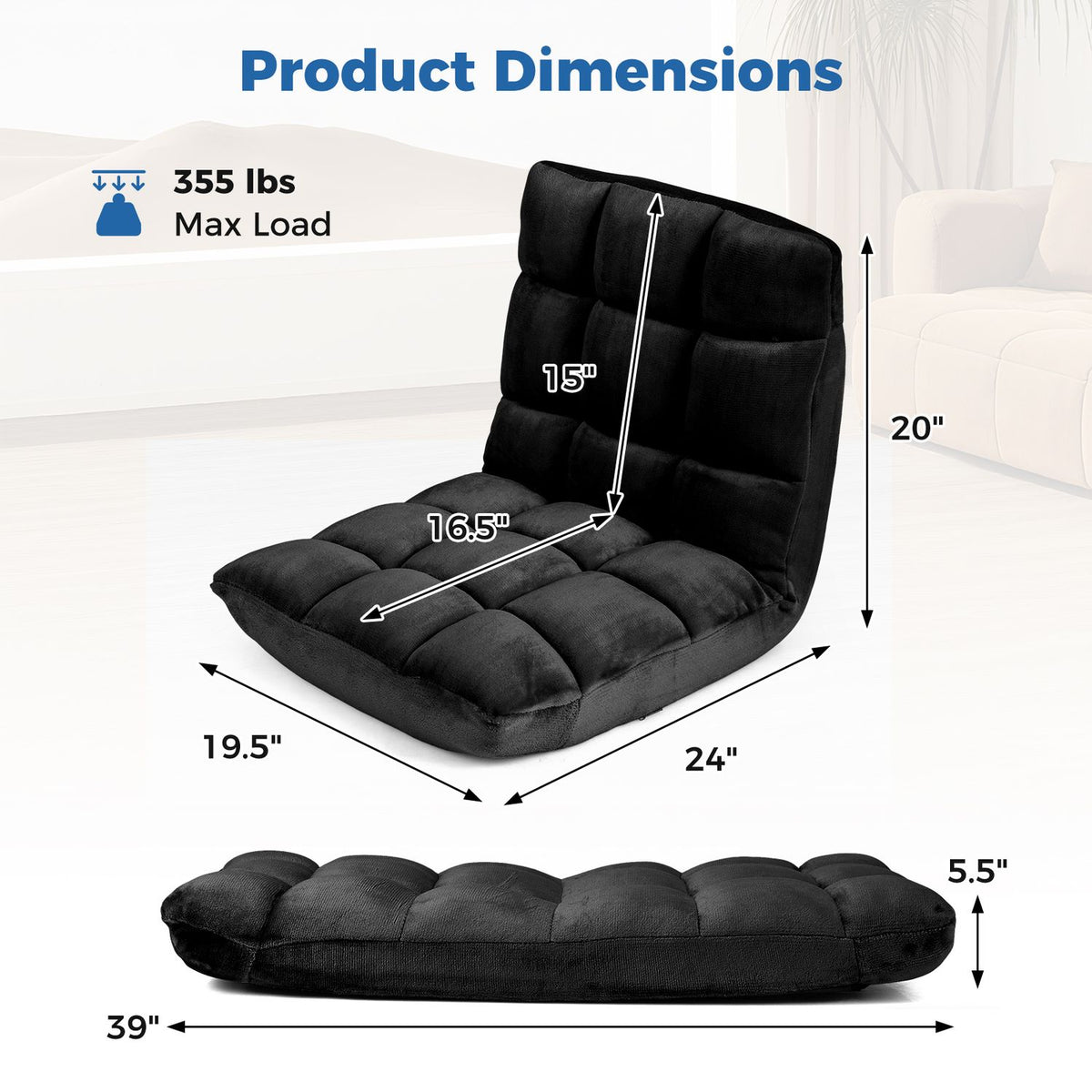 14-Position Adjustable Cushioned Floor Chair