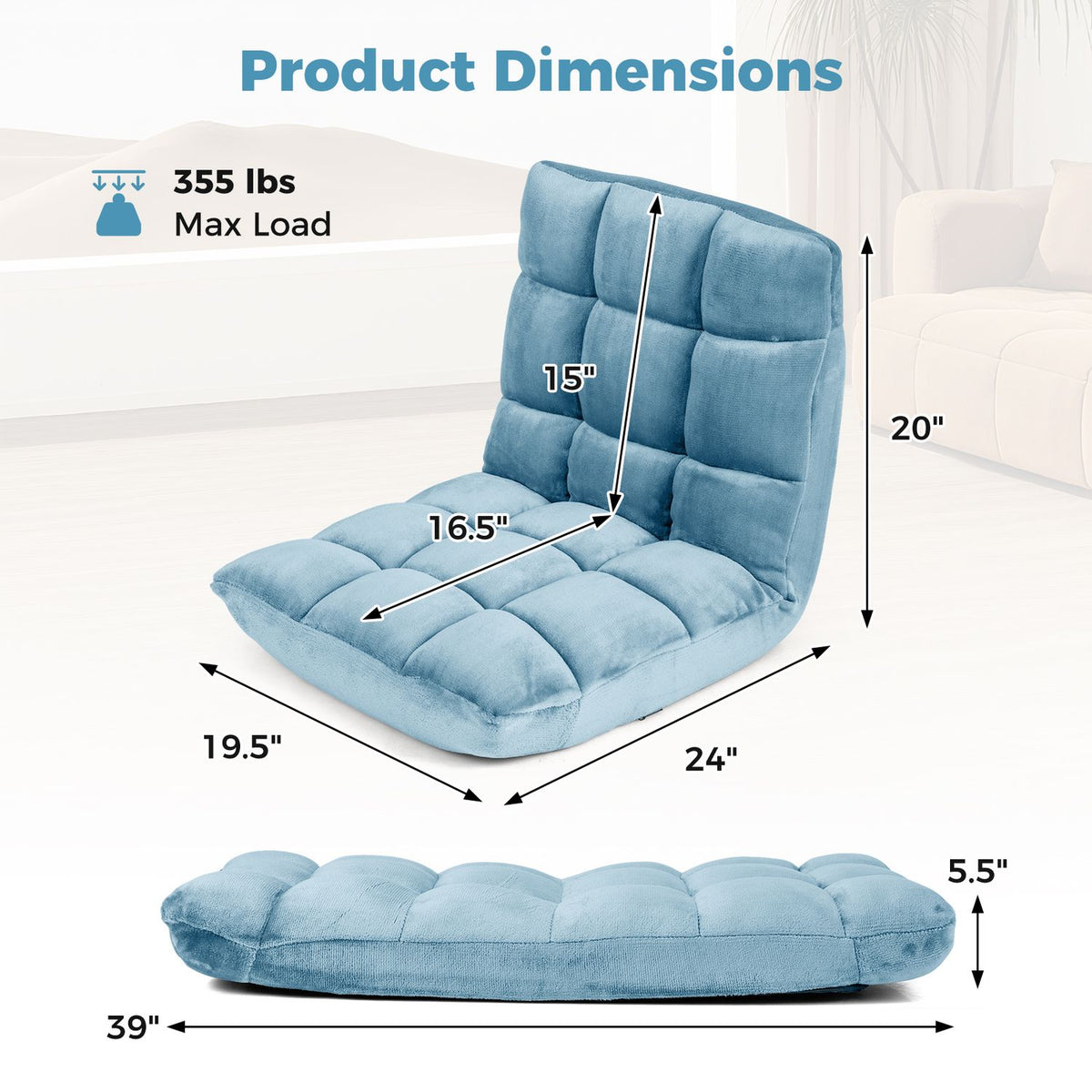 14-Position Adjustable Cushioned Floor Chair