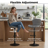 Adjustable Counter Height Chairs Set of 2 with Velvet Upholstered Backrests
