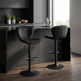 Adjustable Counter Height Chairs Set of 2 with Velvet Upholstered Backrests