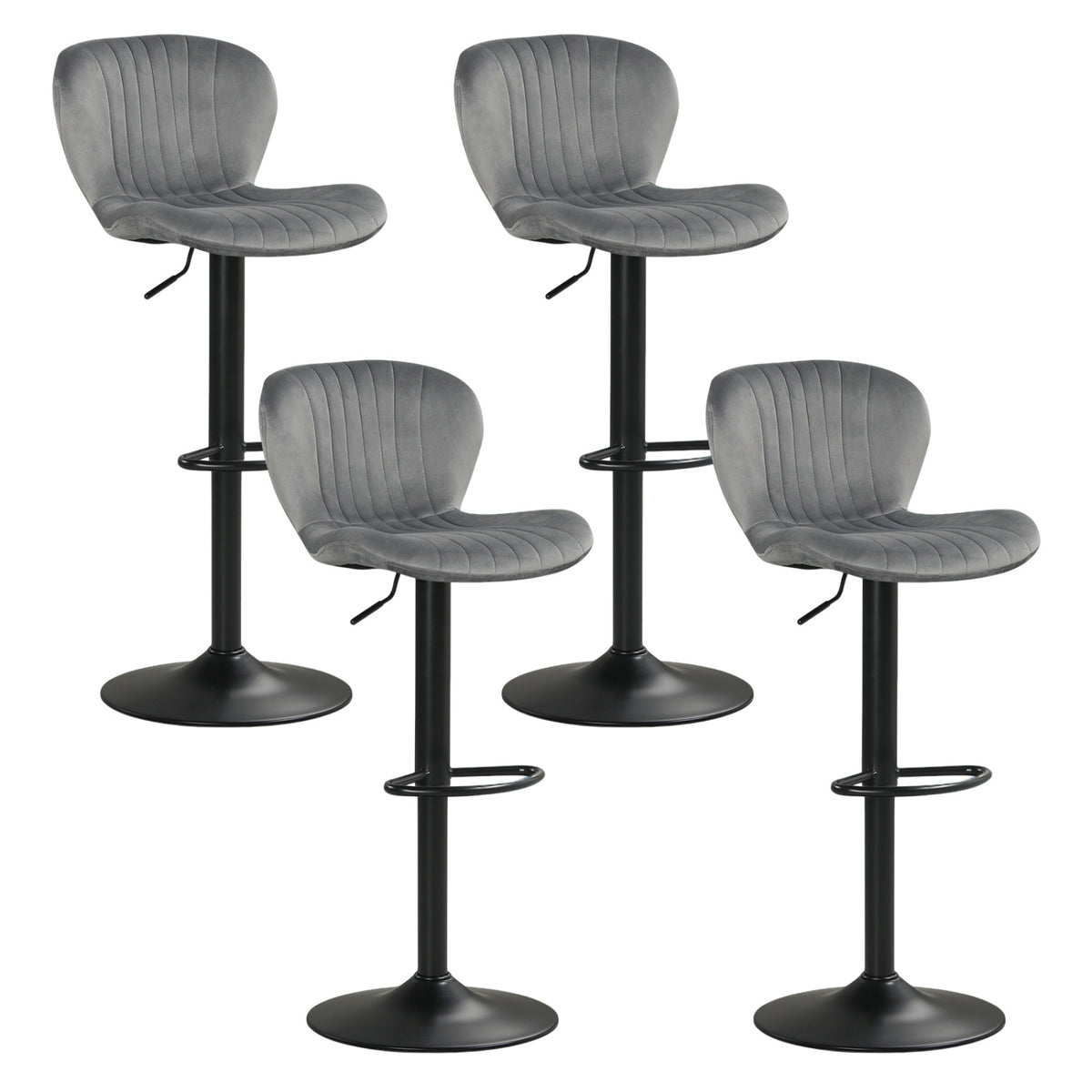 Adjustable Counter Height Chairs Set of 4 with Velvet Upholstered Backrests