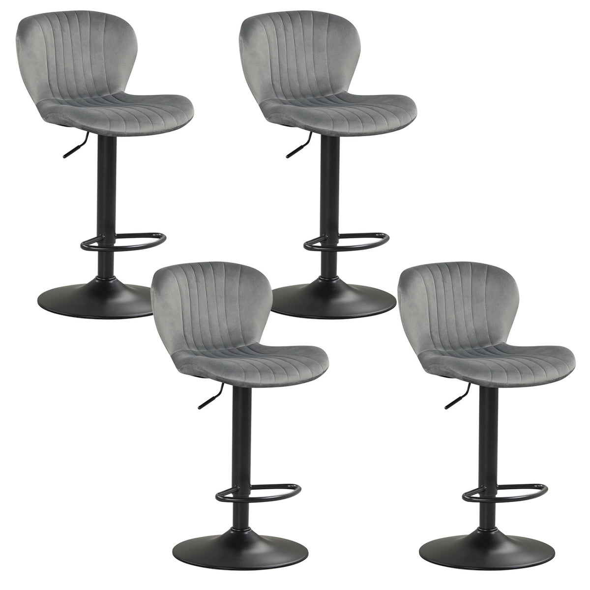 Adjustable Counter Height Chairs Set of 4 with Velvet Upholstered Backrests