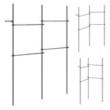 Adjustable Floor to Ceiling Clothes Rack with 4 Hanging Rods-Black