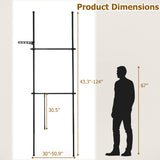 Adjustable Floor to Ceiling Clothes Rack with 2 Hanging Rods-Black