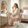 Adjustable Height Ergonomic Makeup Chair with Lumbar Support for Home Office