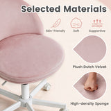 Adjustable Height Ergonomic Makeup Chair with Lumbar Support for Home Office