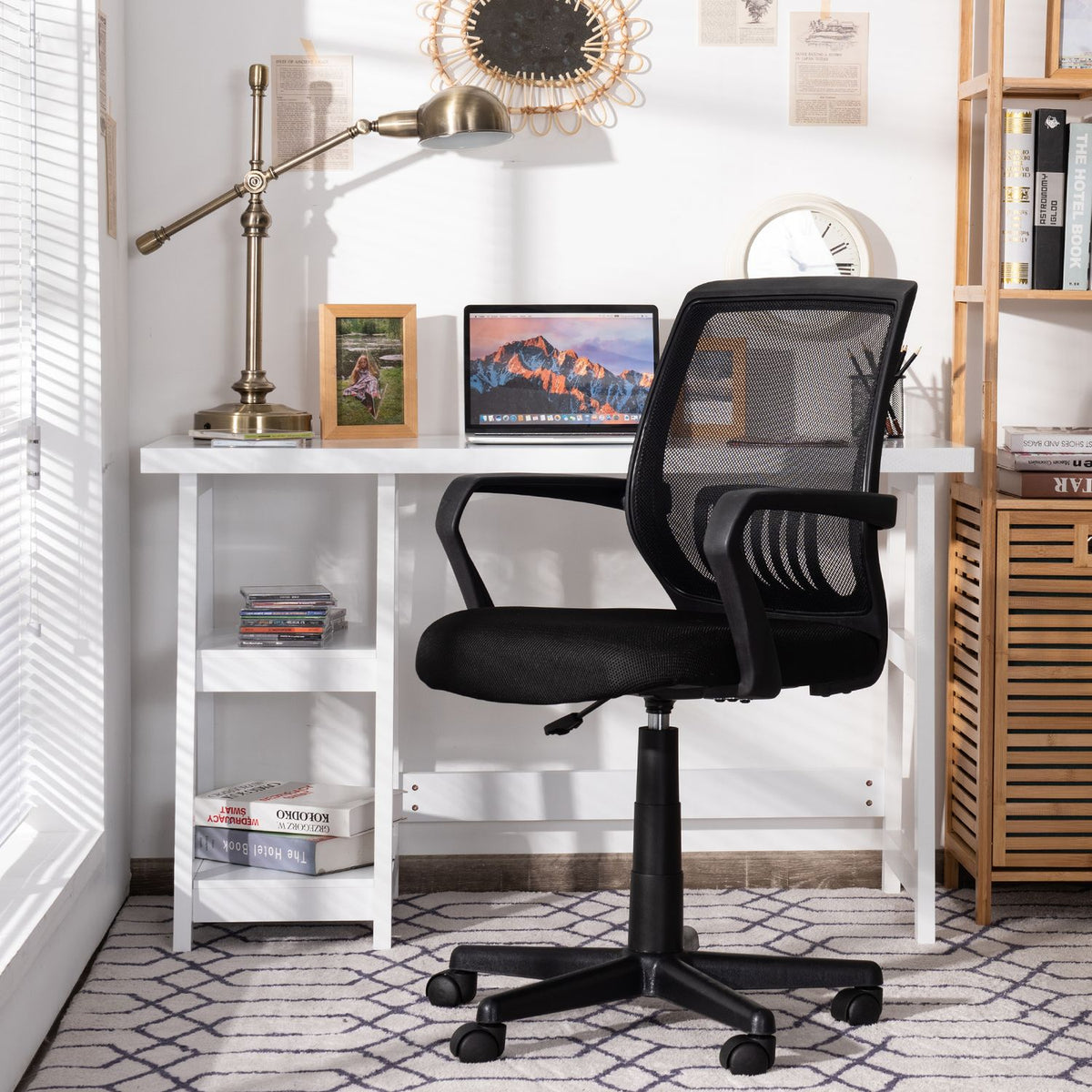 Adjustable Height Ergonomic Home Office Chair with Lumbar Support and 90Â°-115Â° Rocking-1/Rocking-2 Piece/Pieces