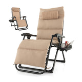 Adjustable Metal Zero Gravity Lounge Chair with Removable Cushion and Cup Holder Tray