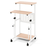 Height Adjustable Mobile Computer Stand-Up Desk with 2 Modes