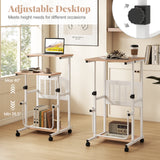 Height Adjustable Mobile Computer Stand-Up Desk with 2 Modes