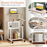 Height Adjustable Mobile Computer Stand-Up Desk with 2 Modes